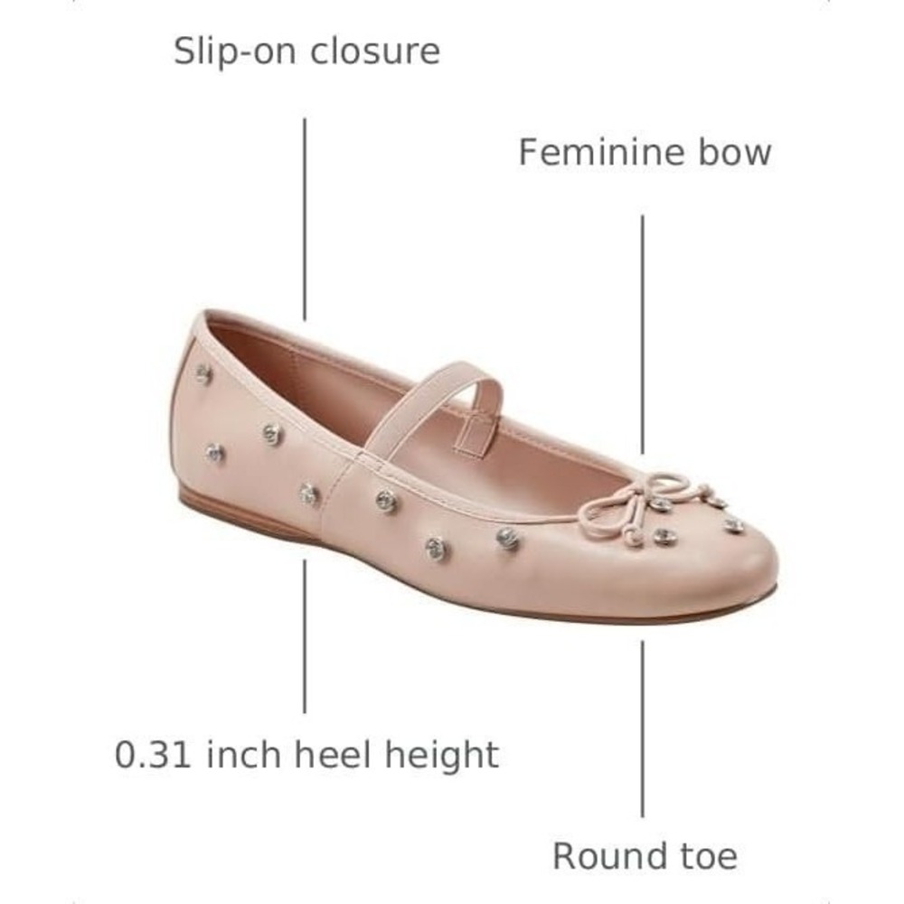 Bandolino Prity Womens Size 6 M Bow Accent Mary Jane Ballet Flats Pink Slip-on - Picture 2 of 7